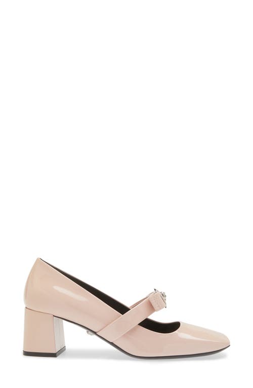 Shop Versace Medusa Bow Mary Jane Pump In Dusty Rose/palaldium