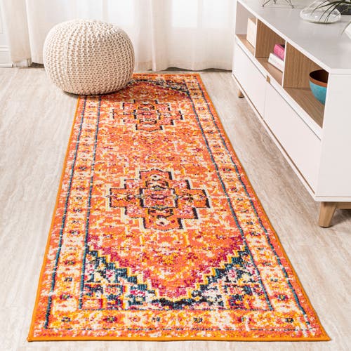Jonathan Y Brooklyn Geometric Medallion Area Rug In Orange/blue