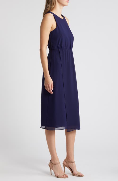 Sam Edelman Blouson Bodice Midi Dress In Navy