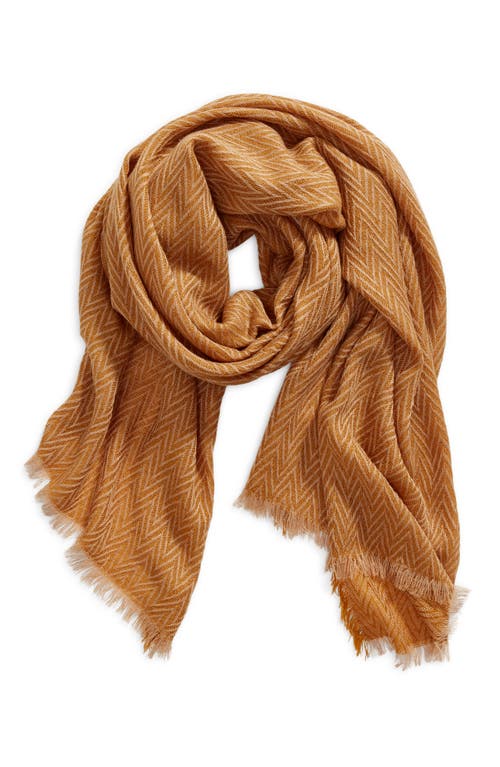 Shop Treasure & Bond Herringbone Burlap Scarf In Brown Gold Combo