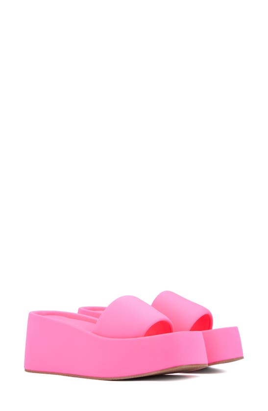 Olivia Miller Uproar Platform Slide Sandal In Neon Pink