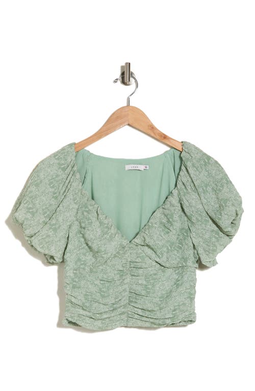 Shop Lush Textured Ruched Top In Sage Floral