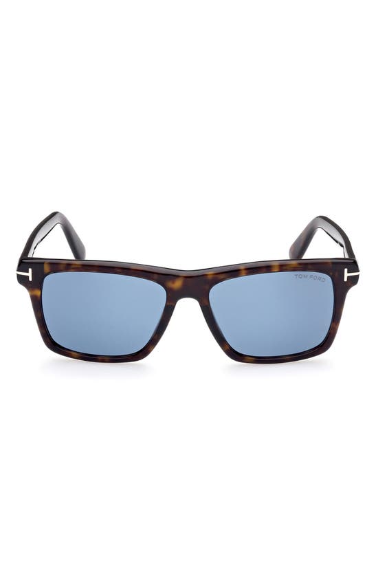 Tom Ford Buckley Ft0906 52v Wayfarer Sunglasses In Blonde Havana / Green