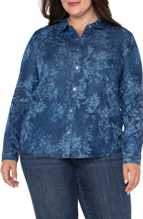 Shop Liverpool Los Angeles Button-up Shirt In Indigo Floral