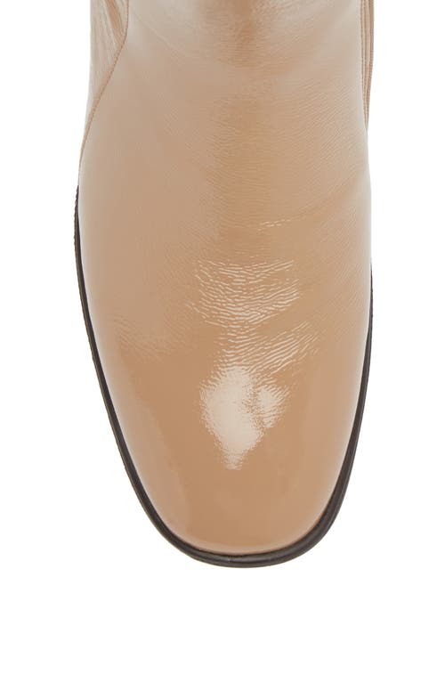 Shop Naot Goodie Zip Boot In Camel Crinkle Patent Leather