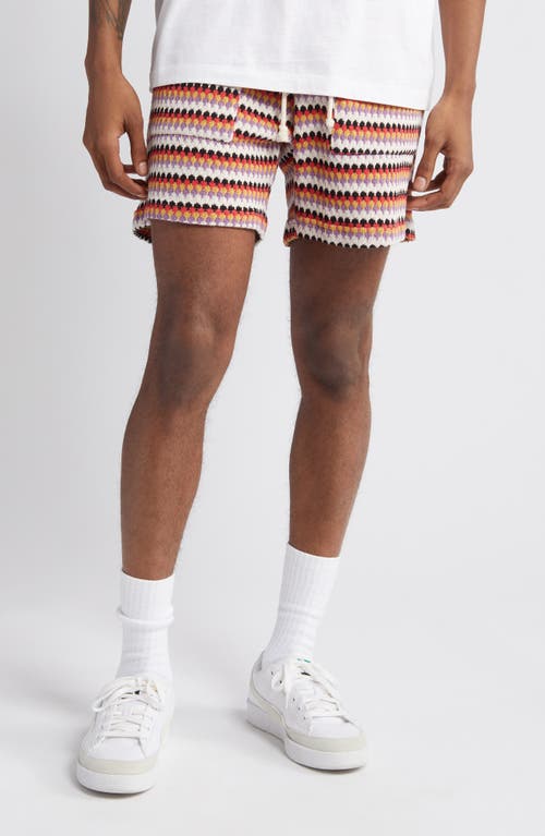 Calico Shell Knit Shorts in Red Multi