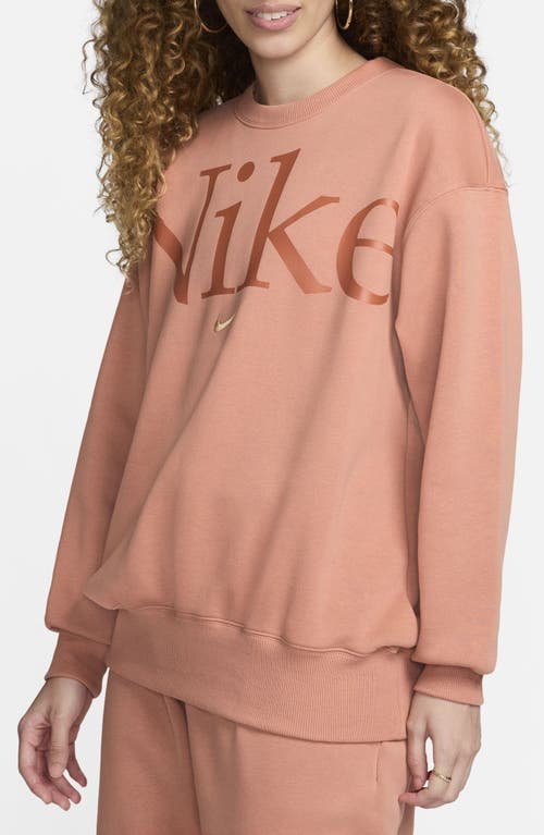Shop Nike Sportswear Phoenix Logo Sweatshirt In Terra Blush/burnt Sunrise