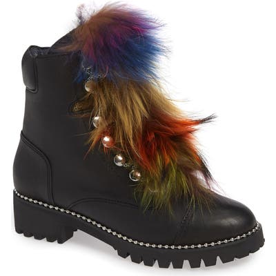 Cecelia New York Trekker Boot With Genuine Fox Fur Trim