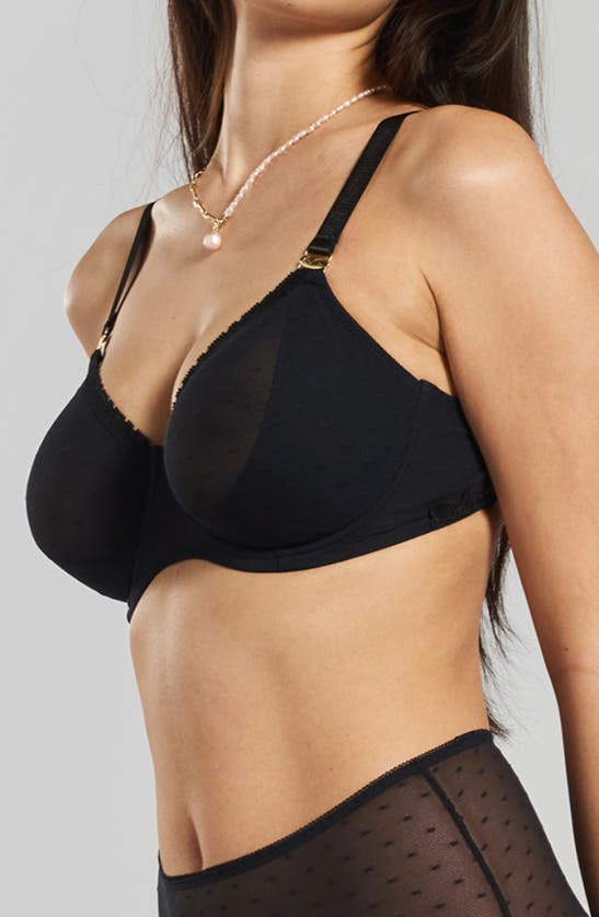 Shop Peachaus Konara Recycled-lace Fuller-cup Underwire Bra In Volcanic Black