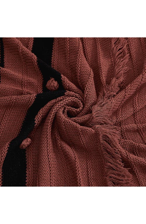 Modern Threads Cable Knit Throw Blanket In Nutmeg/black