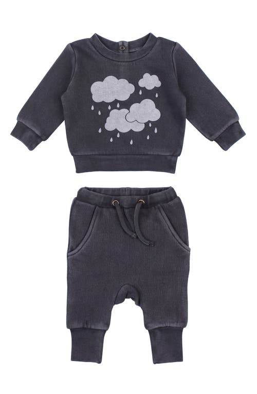 L'Ovedbaby Cozy Organic Cotton Graphic Sweatshirt & Joggers Set in Coal Clouds 