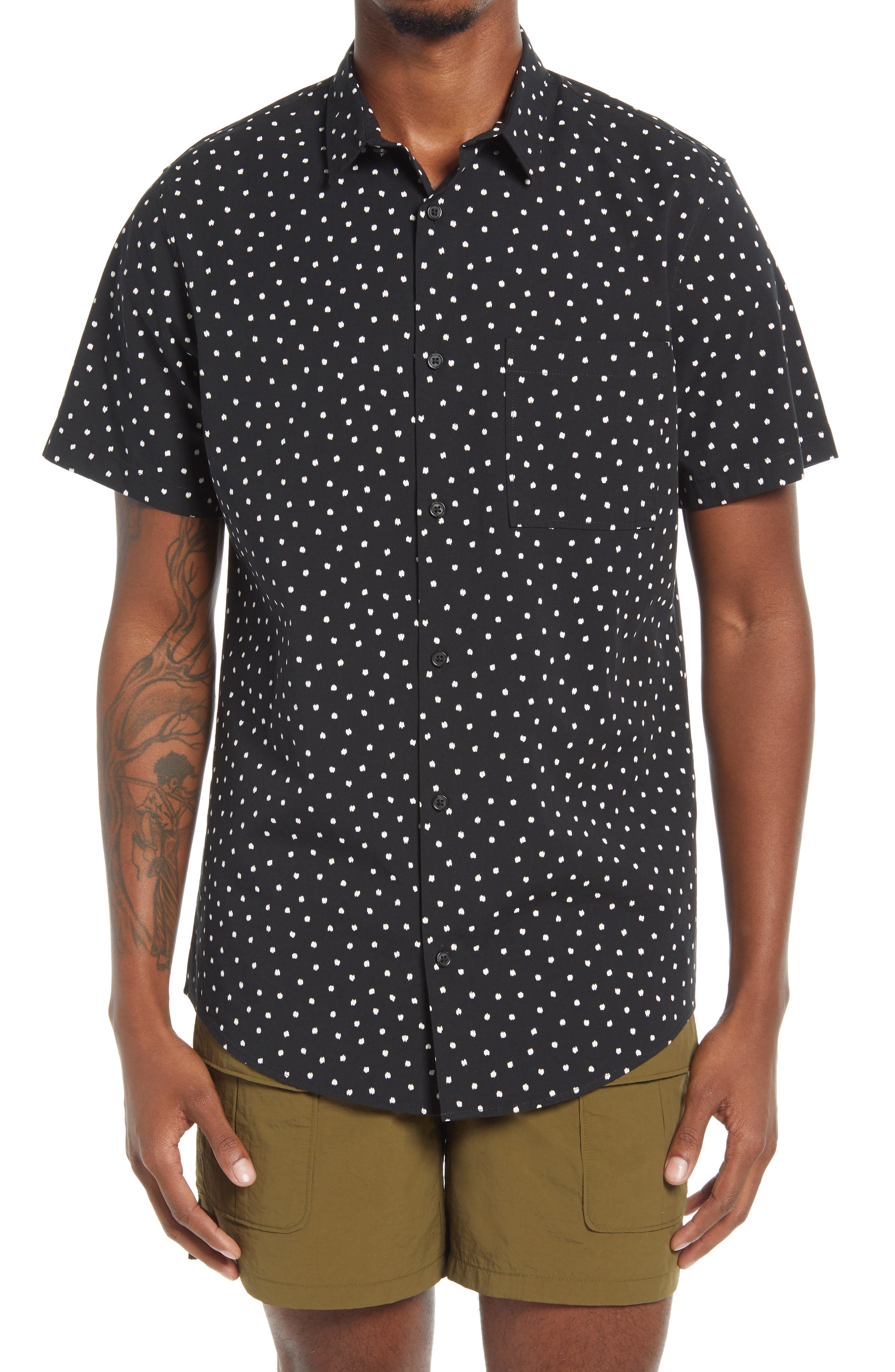 black and white short sleeve shirt