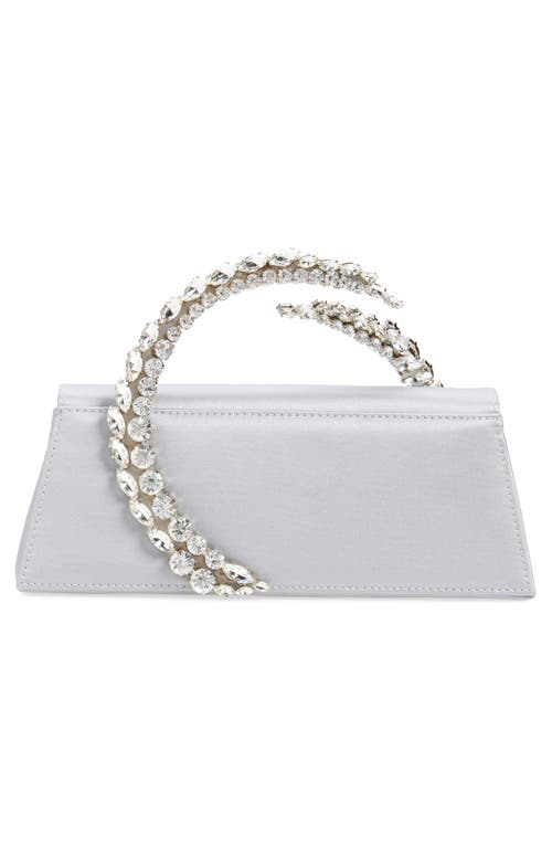 Shop L'alingi Crystal Spiral Handle Satin Clutch In Silver