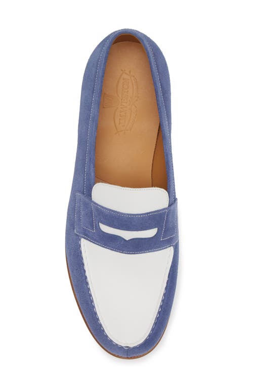 Shop Jm Weston 180 Penny Loafer In Blue Limoges/white