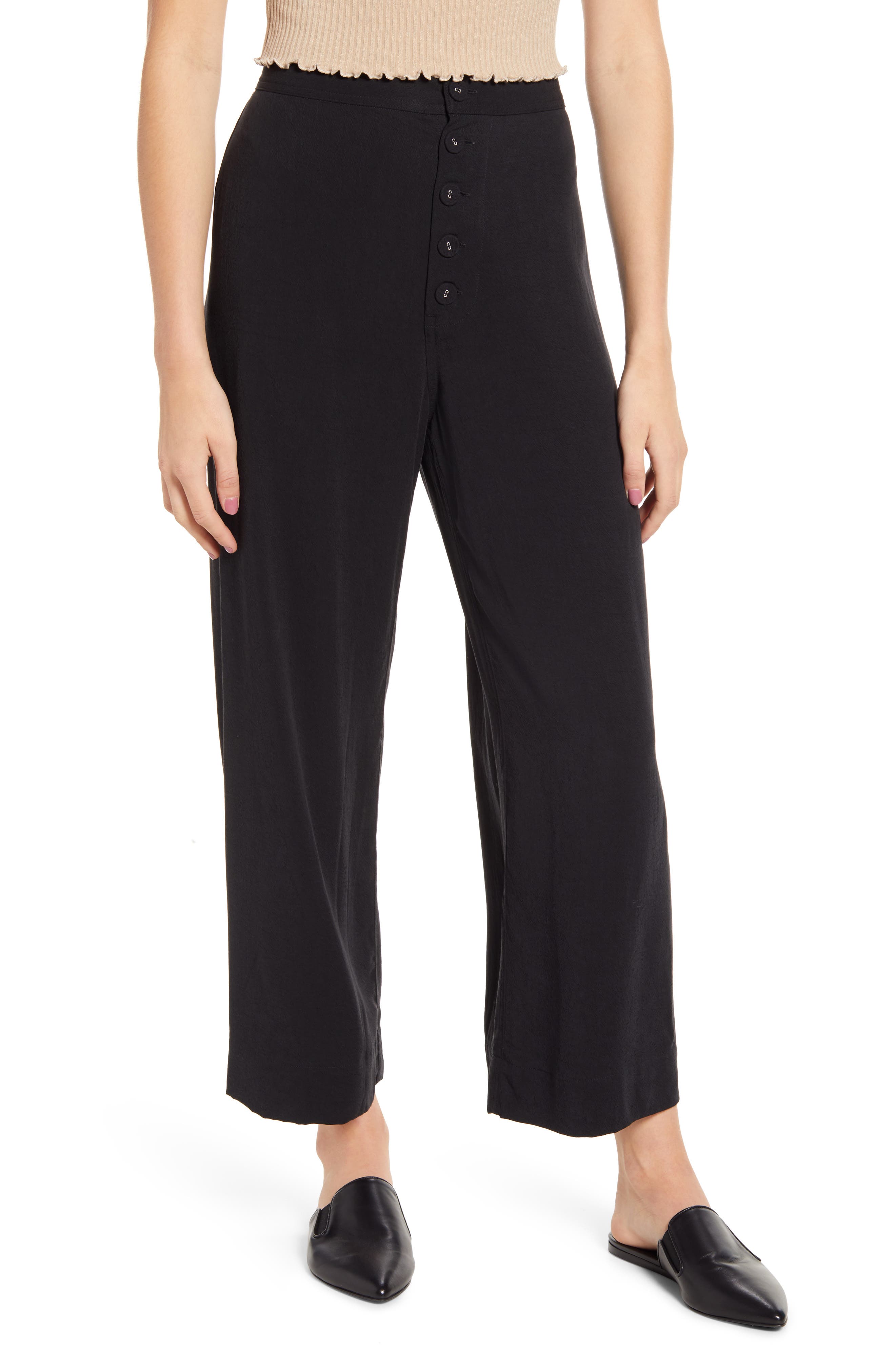 high waist crop wide leg pants