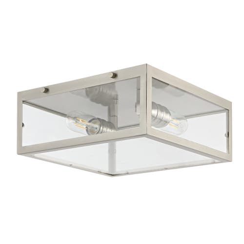 Jonathan Y Grayson 2-light Bohemian Farmhouse Iron/glass Led Flush Mount In Nickel