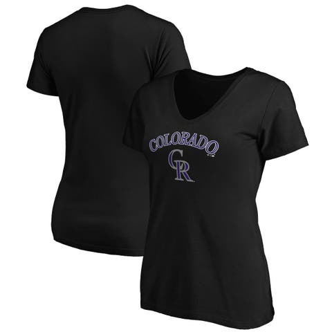 Womens New Era Purple Colorado Rockies Henley Mesh Jersey T-Shirt