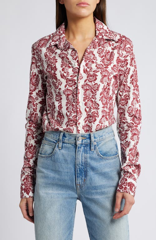 Shop Faithfull The Brand Estelle Fitted Shirt In Striped Floral Wine