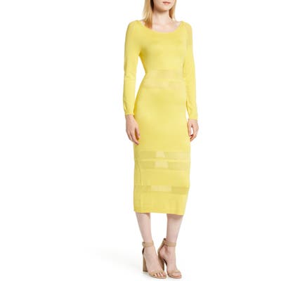 Sentimental Ny Illusion Stripe Midi Dress, Yellow
