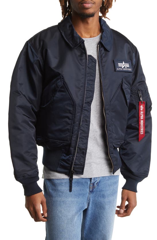 Alpha Industries Cwu 45/p Bomber Jacket In Replica Blue