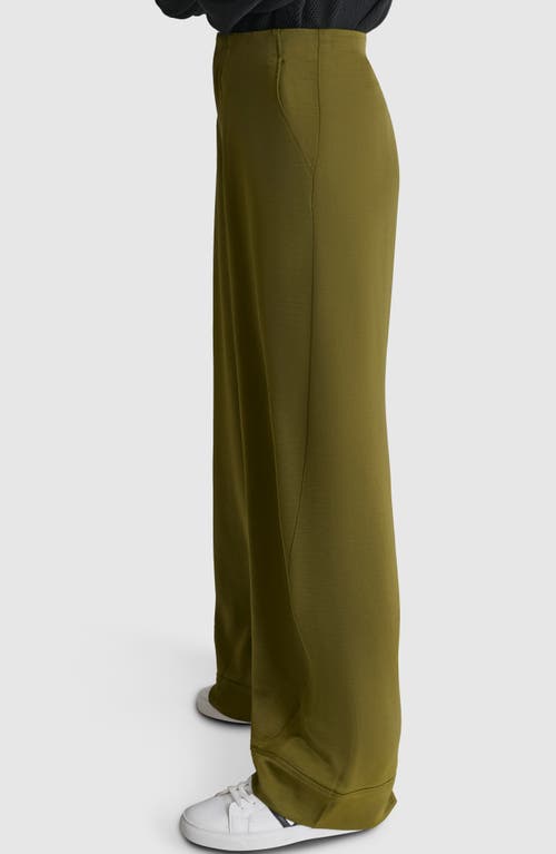 Shop Dkny Wide Leg Pants In Dark Olive