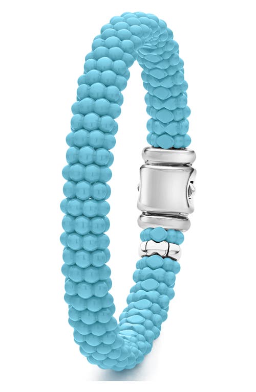 Lagos Sterling Silver Caviar Blue Ceramic Bracelet In Silver/blue