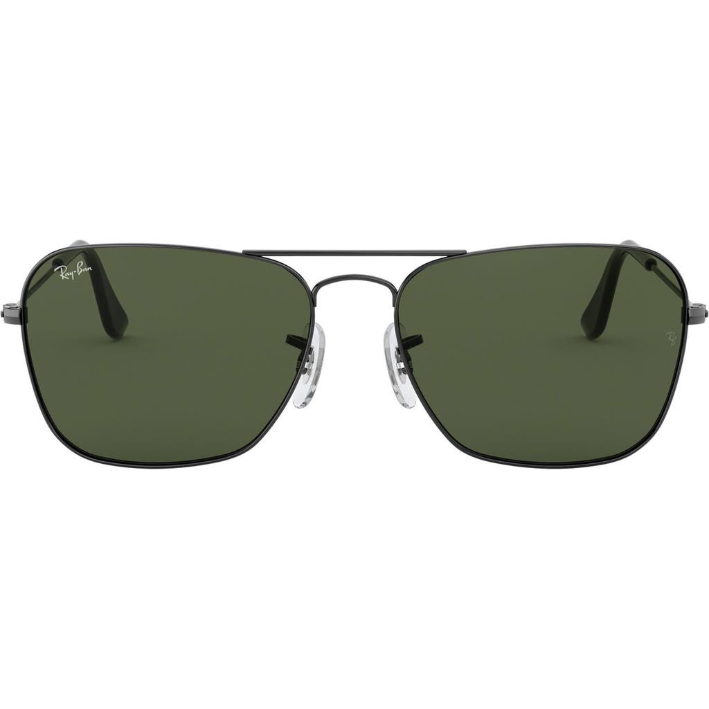 Ray Ban Ray-ban 58mm Rectangle Aviator Sunglasses In Gunmetal/crystal Green
