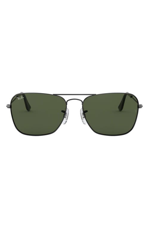 Ray-Ban 58mm Rectangle Aviator Sunglasses in Gunmetal/Crystal Green at Nordstrom