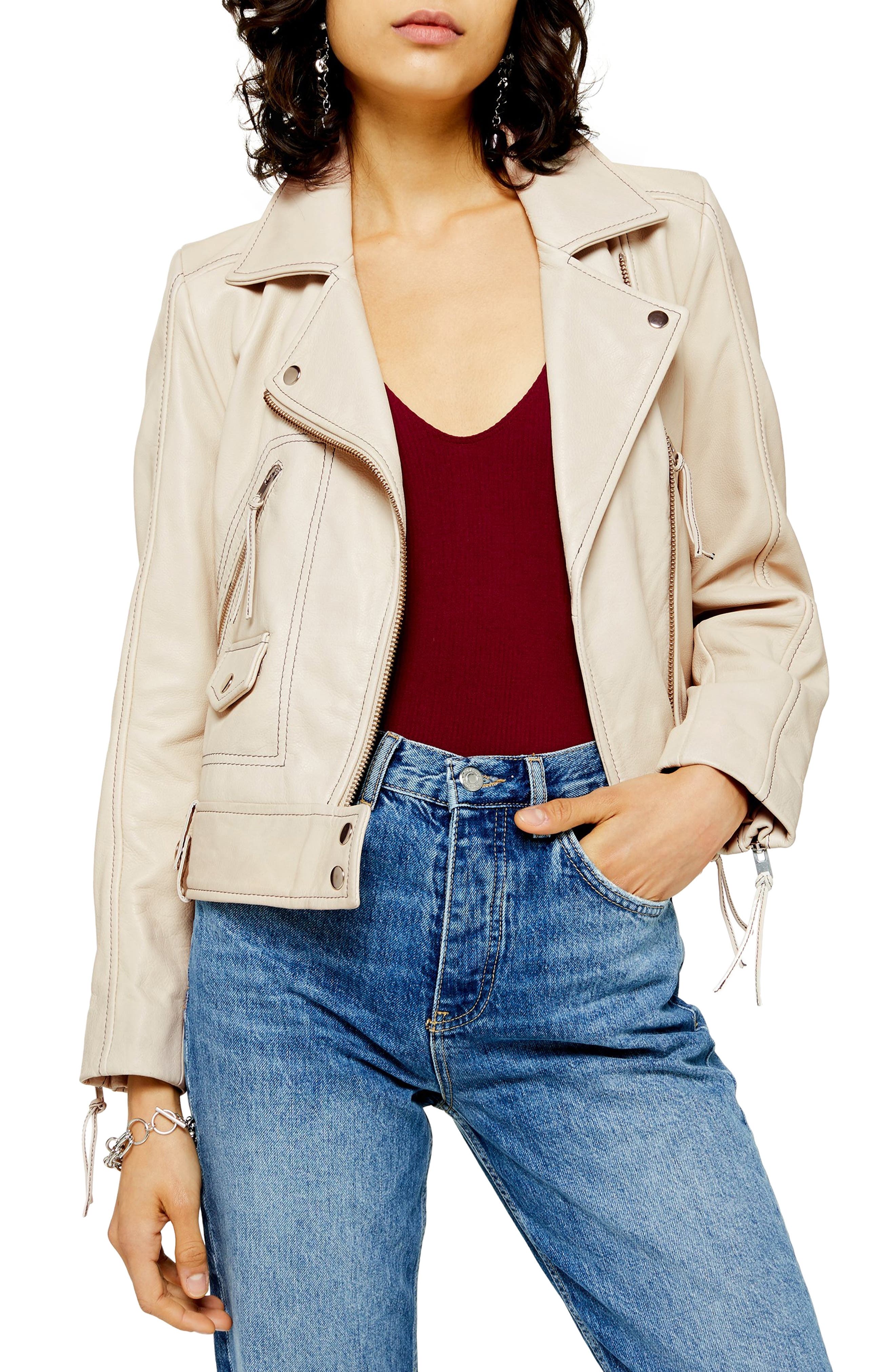 cream biker jacket