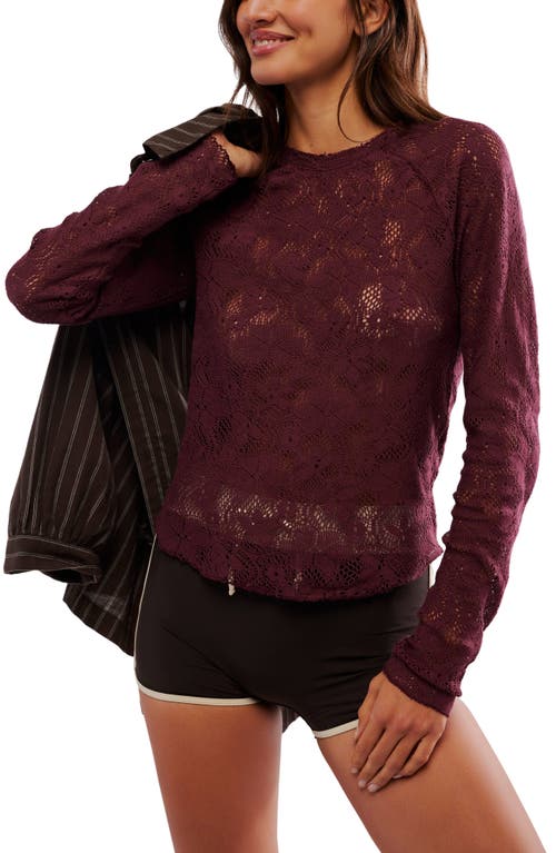 Shop Free People In The Meadow Semisheer Cotton Blend Lace T-shirt In Port Royale