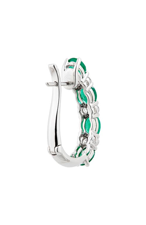 Valani Atelier Alternating Emerald & Diamond Hoop Earrings In 14k White Gold