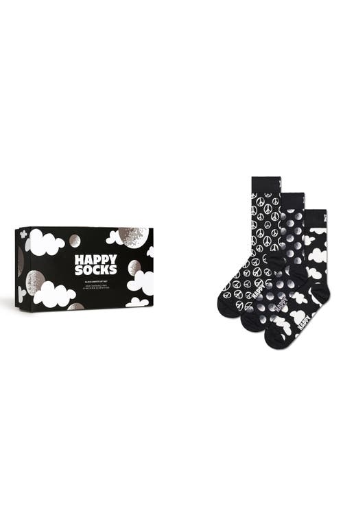Assorted 3-Pack Black & White Crew Socks Gift Box