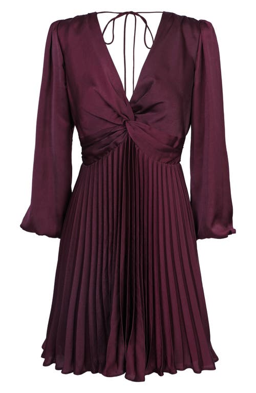 Adelyn Rae Pleated Long Sleeve Minidress In Wine