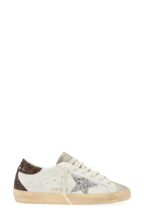 Shop Golden Goose Super-star Glitter Detail Low Top Sneaker In White/ice/silver