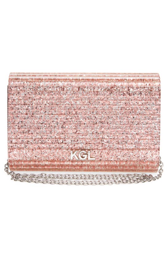 Kurt Geiger London Party Eagle Glitter Clutch In Light/ Pastel Pink