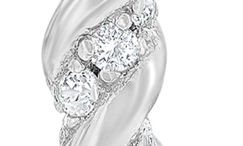 Simona Cubic Zirconia Rope Huggie Hoop Earrings In Silver