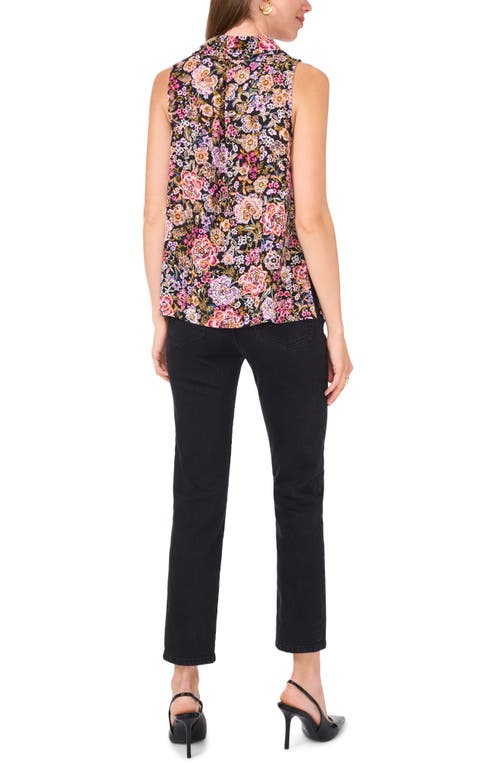 Shop Vince Camuto Floral Cowl Neck Sleeveless Top In Rich Black Multi