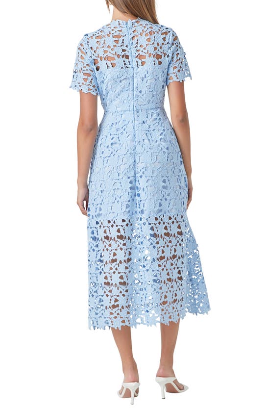 Shop Endless Rose Allover Lace Midi Dress In Powder Blue