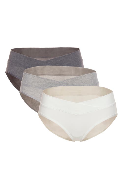 Shop Felina 3-pack Organic Cotton Maternity Briefs In Slate/pebble/cloud