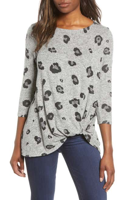 3/4 SLEEVE TWIST FRONT FLEECE