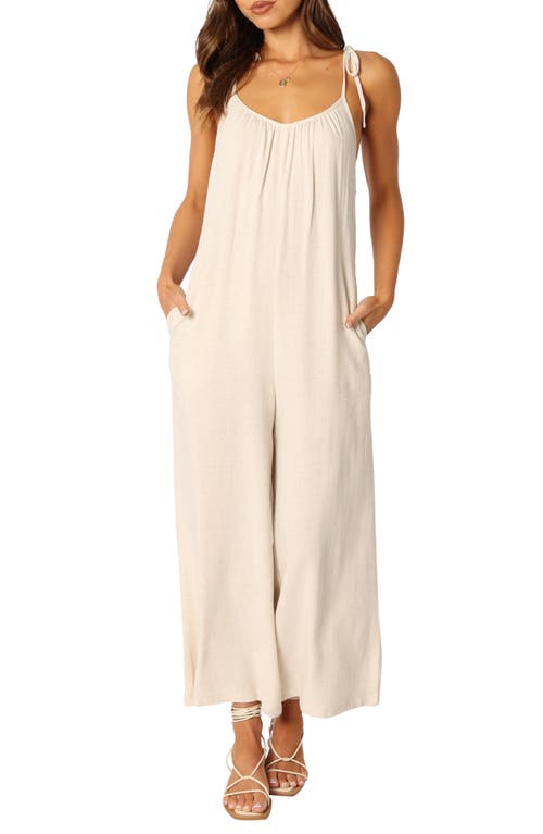 Petal & Pup Margo Tie Strap Linen Jumpsuit Oatmeal at Nordstrom,