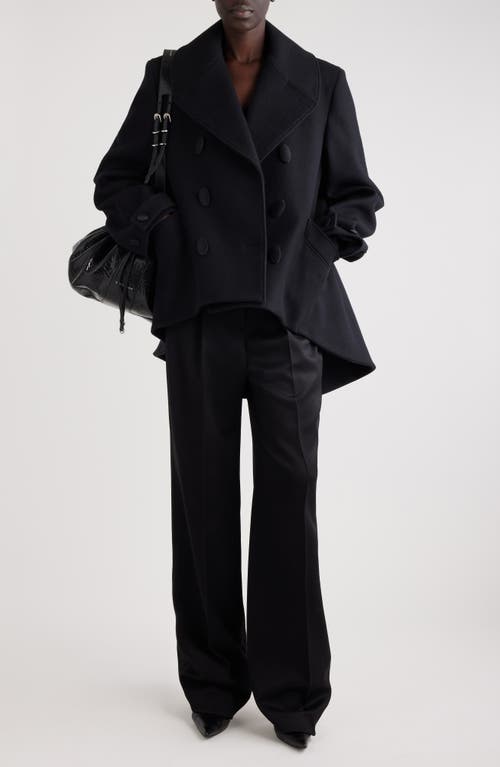 Givenchy High-low Wool Peacoat In Black
