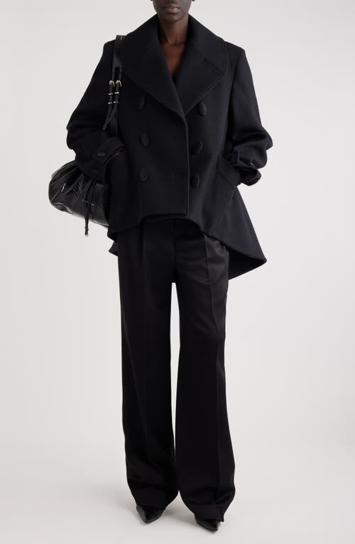 Shop Givenchy High-low Wool Peacoat In Black