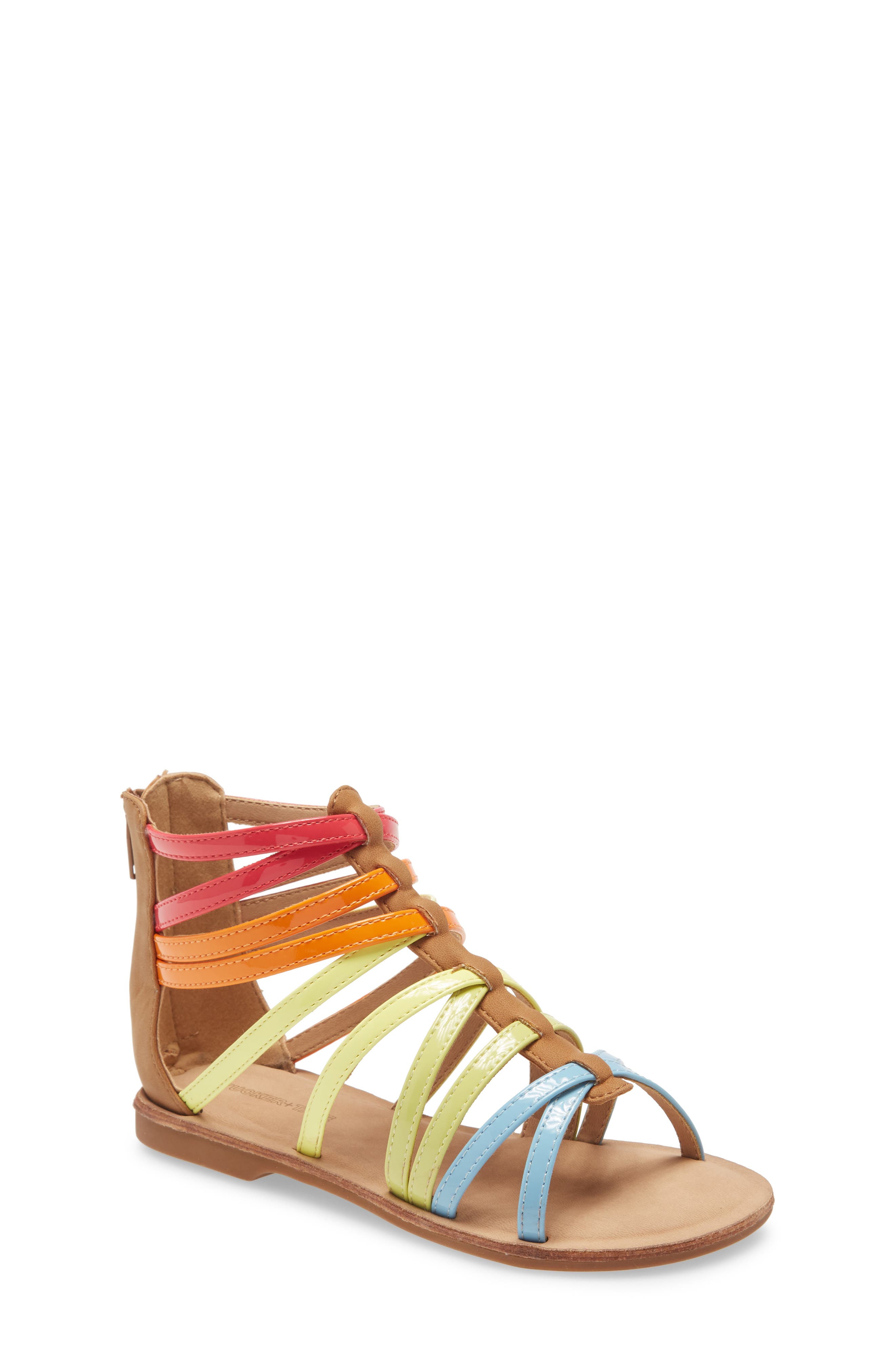 Tucker Tate Kids' Gladiator Sandal In Rainbow Multi Faux Leather