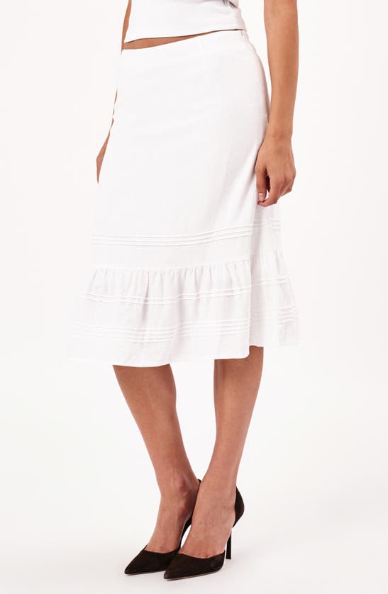 Rolla's Angelina Ruffle Hem Linen Blend Skirt In Vintage White