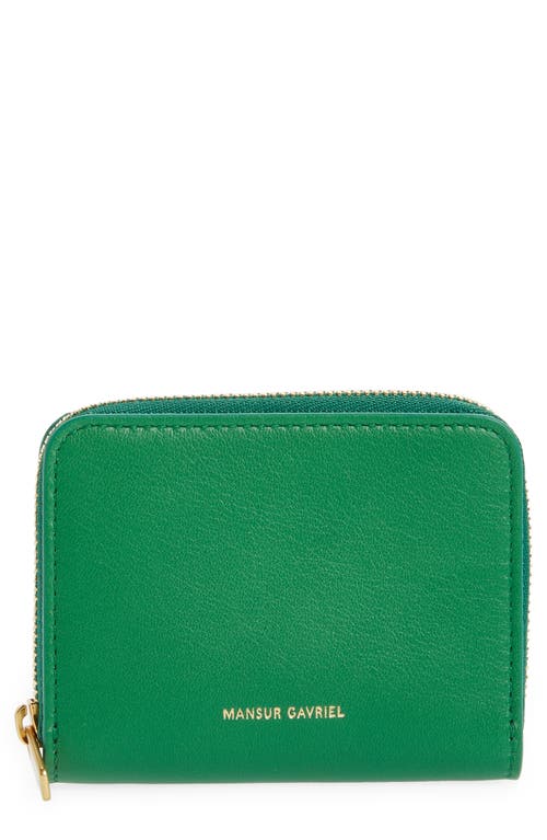 Mansur Gavriel Compact Leather Zip Card Case in Grass