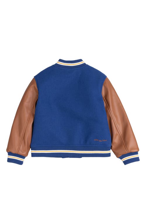 Shop Miles The Label Kids' Varsity Colorblock Snap-up Jacket In Blue Royal