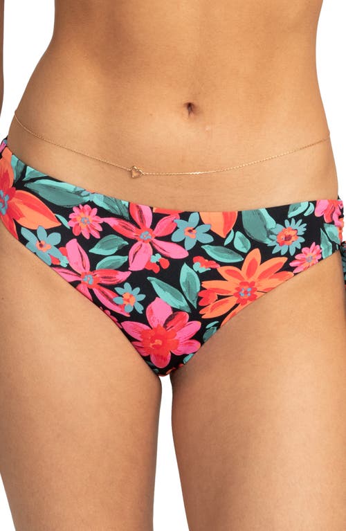 Shop Roxy Beach Classics Hipster Side Tie Bikini Bottoms In Anthracite Floral