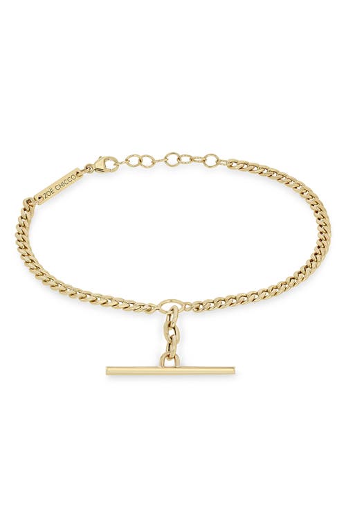 Zoë Chicco Bar Curb Chain Bracelet in Yellow Gold at Nordstrom, Size 7