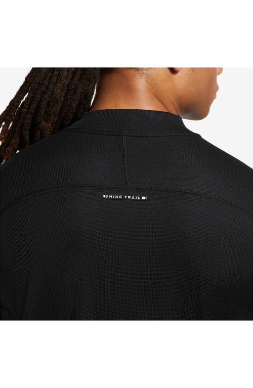 Shop Nike Dri-fit Long Sleeve Trail Running Top In Black/black/white